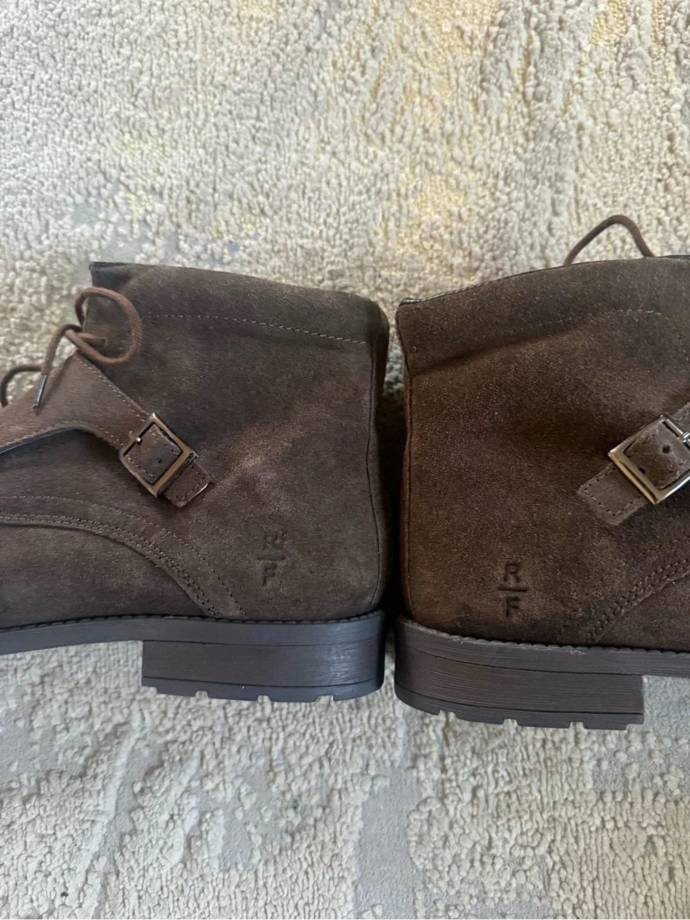 Reserved Footwear chocolate suede leather  Camolin Boot buckle lace up 13